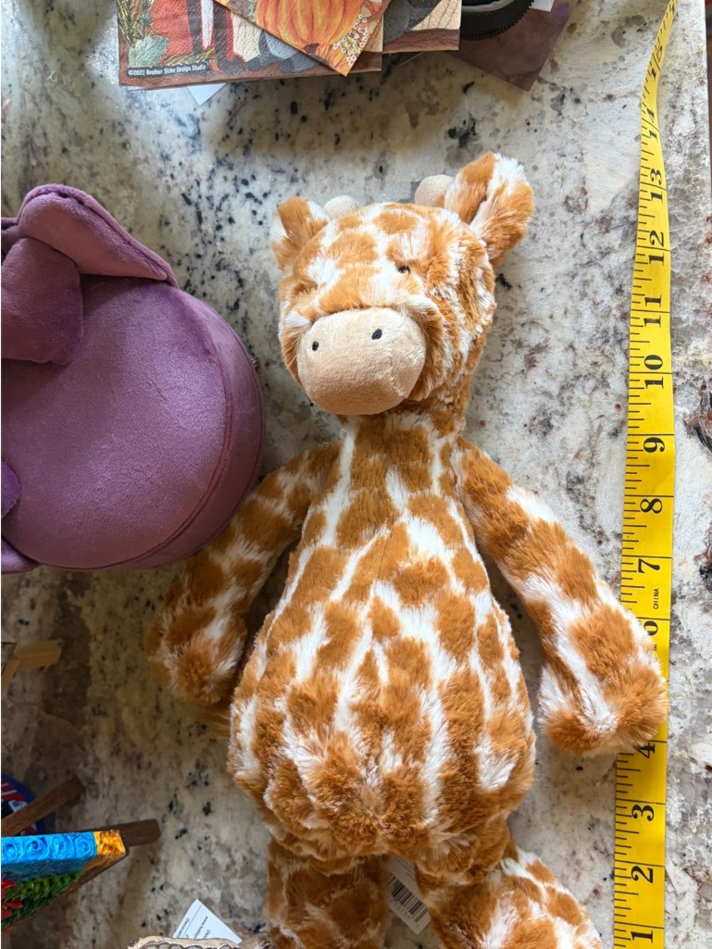 Jellycat Authentic Bashful Giraffe Plush w/Blue Gift Bag  Stuffed Animal NWT - Picture 6 of 12